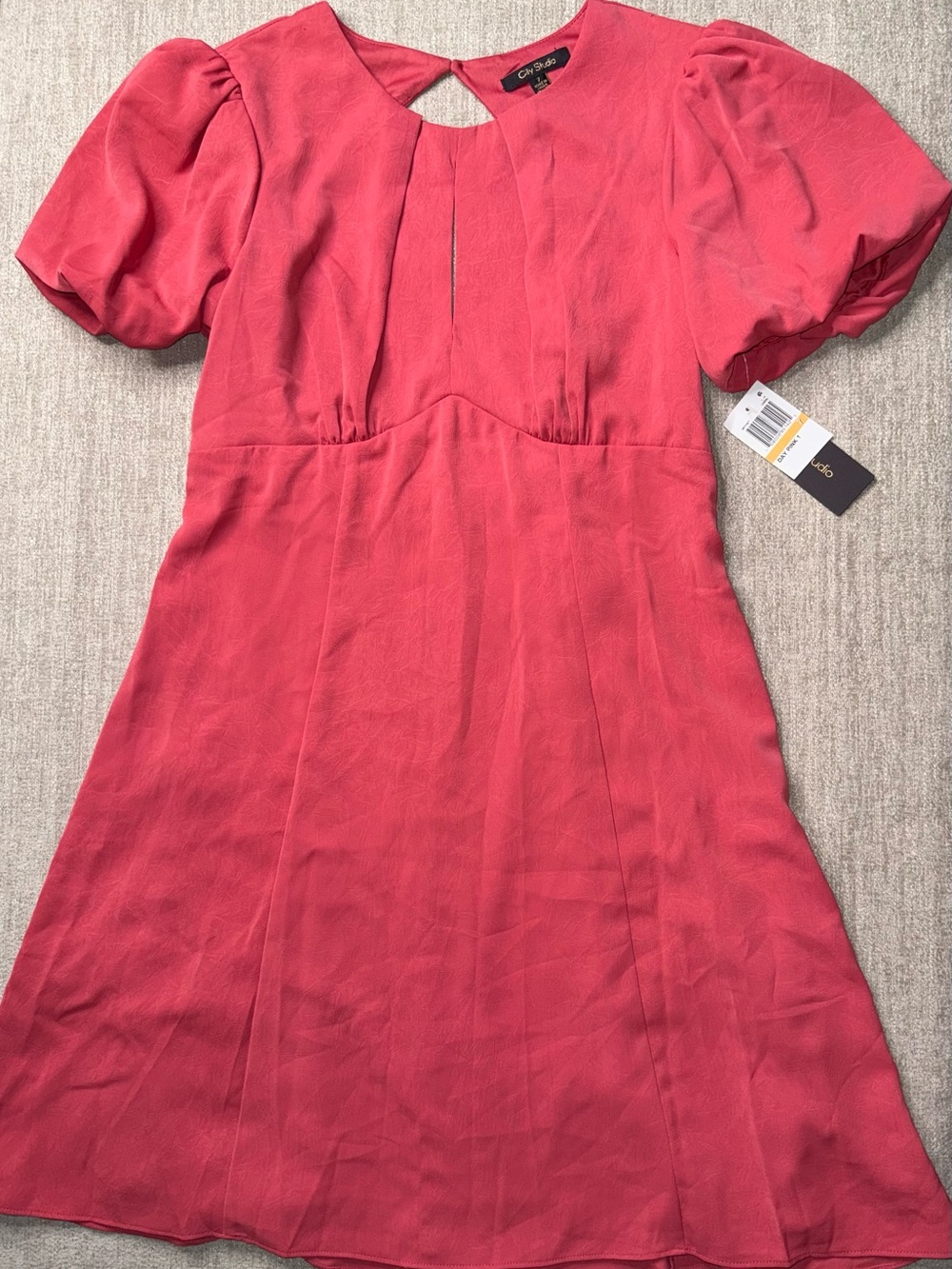 City Studio Coral Puff-Sleeve Mini Dress